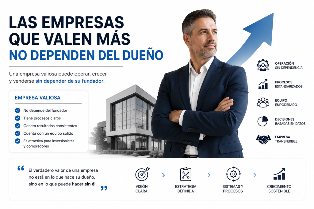 Empresa con procesos documentados, equipo responsable e indicadores de gestión que permiten operar y crecer sin depender del fundador.