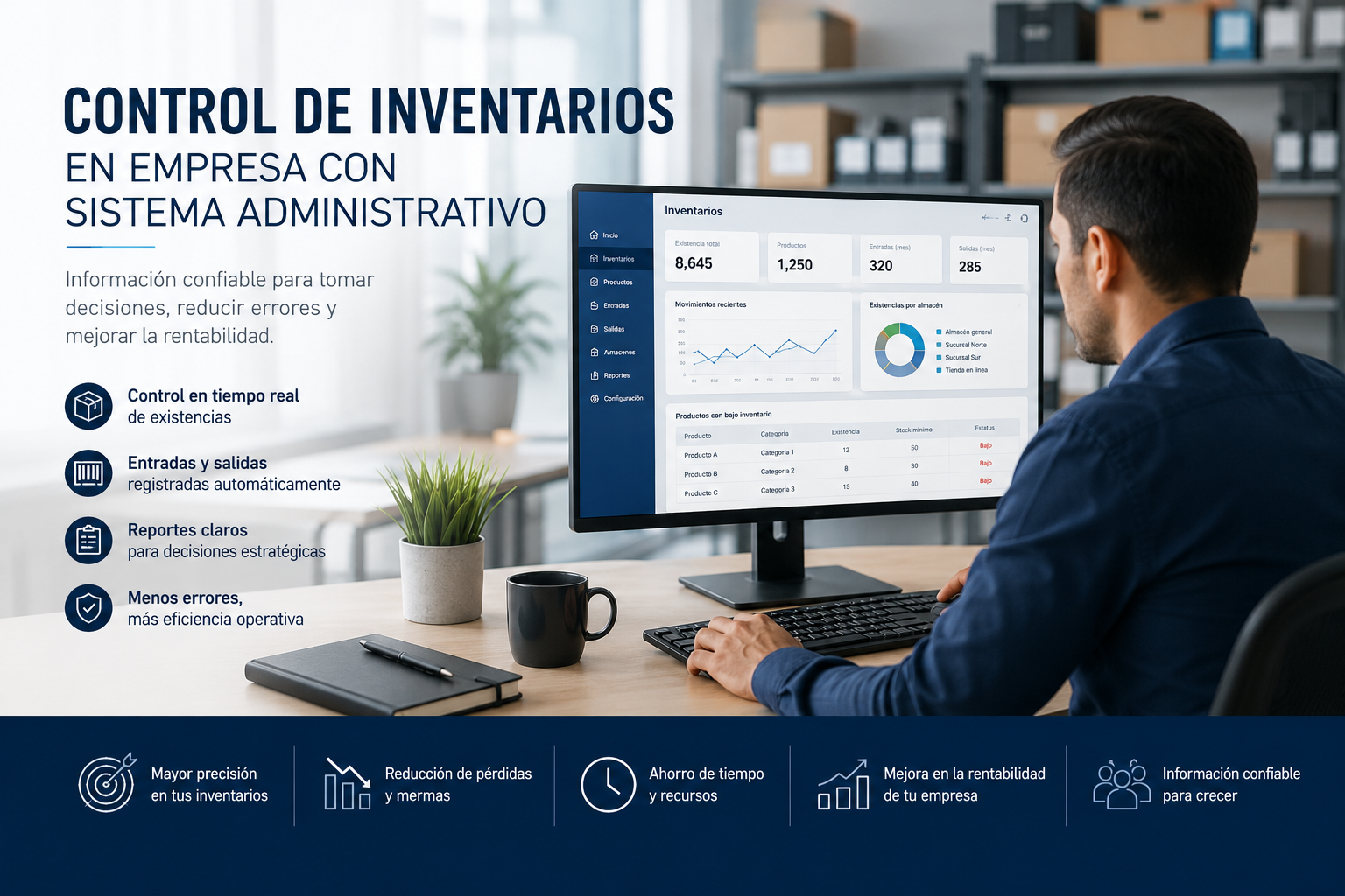 Control de inventarios en empresa con sistema administrativo