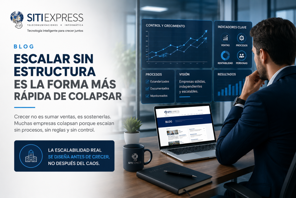 Escalar una empresa con procesos, indicadores y control operativo para evitar el crecimiento desordenado.